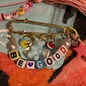 Colorful Beaded 'Be Good' Pin